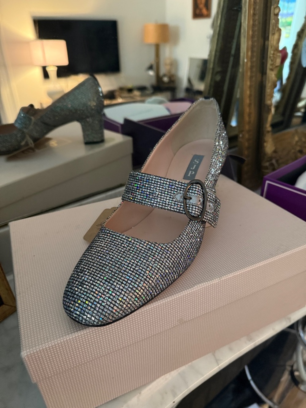 SJP by Sarah Jessica Parker Iridescent Glitter Mary Jane Pump - Picture 2 of 16